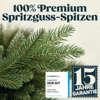 Weihnachtsbaum künstlich 220 cm, 100 % PE Spritzguss, mit Holzständer und Aufbewahrungstasche
