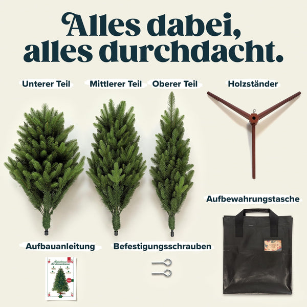 Lieferumfang mit Holzständer und Aufbewahrungstasche