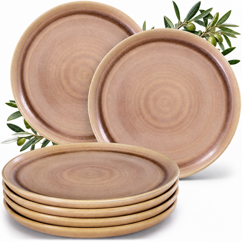 Assiettes plates Algarve Caramel, lot de 6