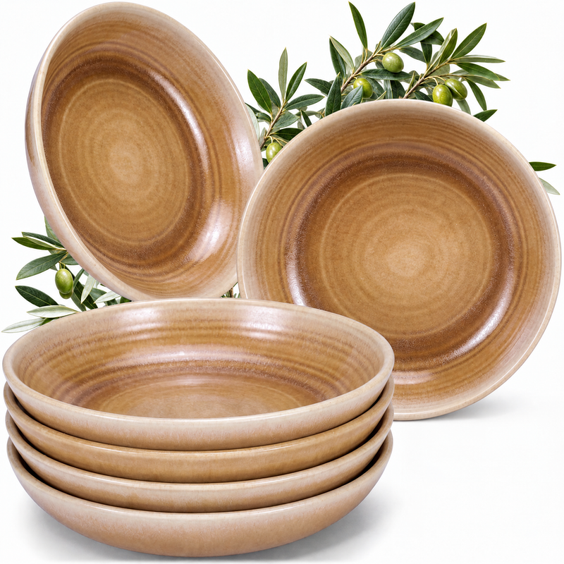 Assiettes creuses Algarve Caramel, lot de 6
