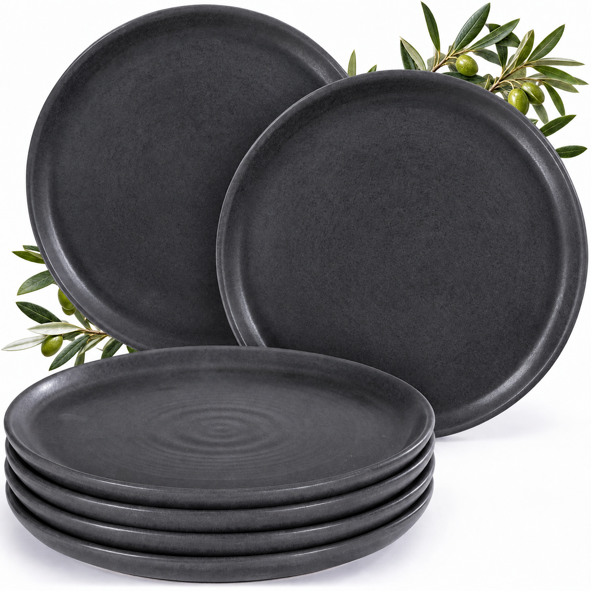 Assiettes plates Algarve Basalt, lot de 6