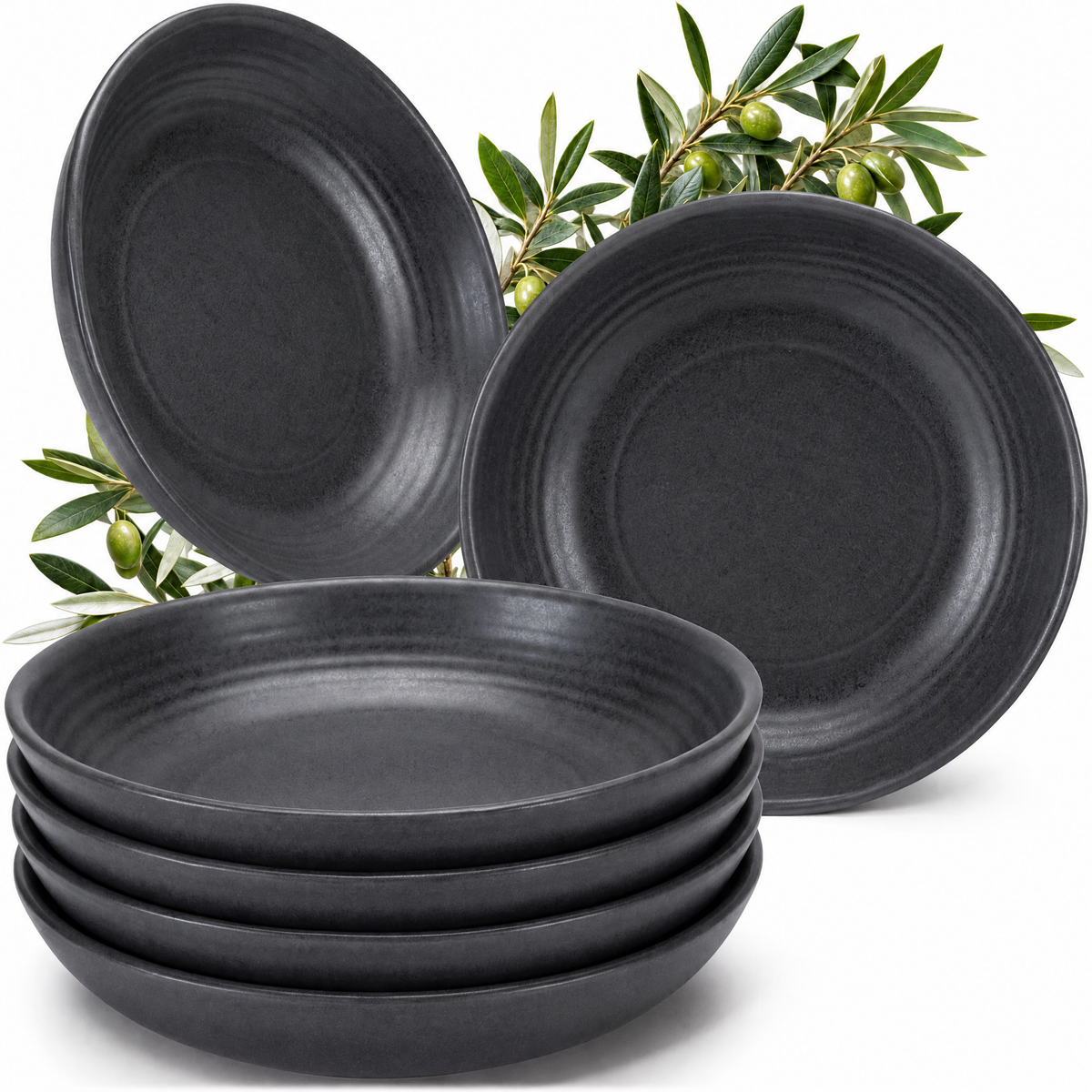 Assiettes creuses Algarve Basalt, lot de 6